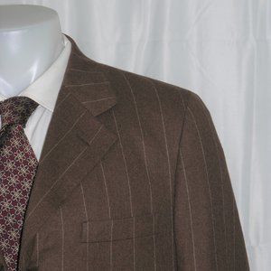 Fabrizio New York Custom Brown Stripe Three  Button Suit 38R